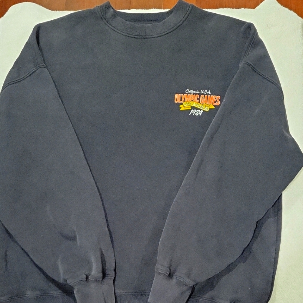 Heritage Men's Crewneck Sweater - Black with Olympic Games 1984 Design